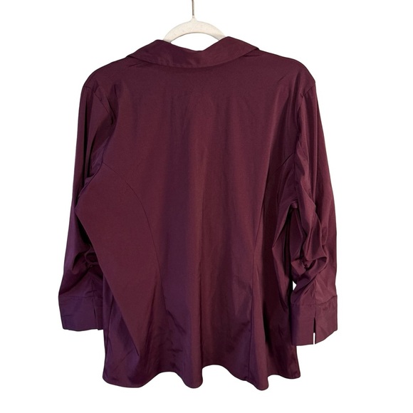 Reitmans Deep Red Button-Down Shirt Size 16P Petite Office Business Casual - Picture 2 of 11